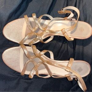 Elegant Gold Strappy Women's Sandals